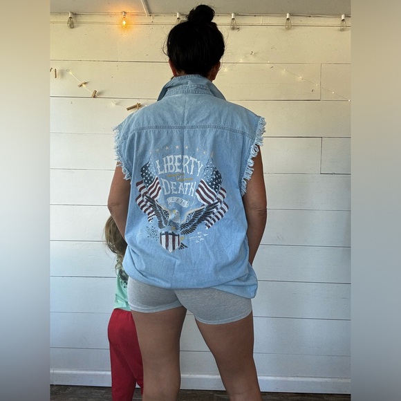 Black Canyon 2XL Liberty or Death 1776 Chambre Button Down Sleeveless America - Picture 8 of 8